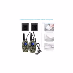 RT628 Walkie Talkie Rechargeable, 8 CH VOX 10 Call Tones, Walkie Talkie Kids, with Li-ion Batteries and Charging Cable, Birthday Gifts for Kids,