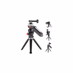 Mini Tripod for Camera and Phone with Handle/Phone Holder/Action Camera Adapter/360 Pan & Tilt, Vlog Selfie Stick Stable Grip ...