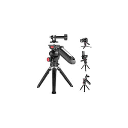 Mini Tripod for Camera and Phone with Handle/Phone Holder/Action Camera Adapter/360 Pan & Tilt, Vlog Selfie Stick Stable Grip Compatible with iPhone