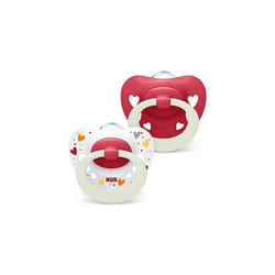 Signature Night Baby Dummy | 6-18 Months | Soothes 95% of Babies | Heart-Shaped BPA-Free Silicone Soothers | Glow-in-The-Dark | Includes Case | Red