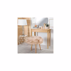 Faux Fur Sheepskin Area Rug, Round Fluffy Indoor Carpets for Bedroom Living Room Sofa - Shaggy Soft Floor Decoration Washable Rugs, Khaki 60x60cm / 2