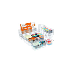 25pcs Drawer Organiser Set, Clear Makeup Trays Plastic, Desk Drawer Dividers Dresser Storage Bins Separation Box for Bathroom, Office, Cosmetic,
