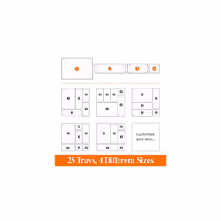 25pcs Drawer Organiser Set, Clear Makeup Trays Plastic, Desk Drawer Dividers Dresser Storage Bins Separation Box for Bathroom, Office, Cosmetic,