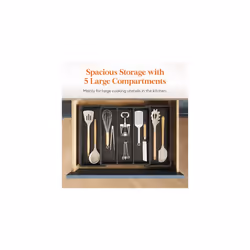 Utensil Drawer Organiser, Expandable Large Cutlery Tray for Kitchen, Adjustable Silverware Flatware Holder, Plastic Kitchen Spatula Tools and Gadgets