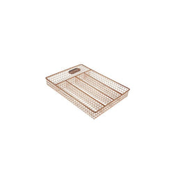THE HOUSEWARES BRAND Copper Cutlery Tray, Knife and Utensil Organiser, 5 Compartments, Durable, Size: 36x25x5 cm, Copper
