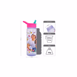 Encanto Water Bottle Flip Up Straw 600ml â Official Disney Merchandise by Polar Gear â Kids Reusable Non Spill - BPA Free - Recyclable Plastic -