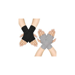 Super Soft Angora Wool Thumb Hole Half Fingerless Warm Winter Gloves for Women Ladies