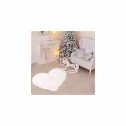 Faux Fur Sheepskin Area Rugs, Heart Shaped Shaggy Fluffy Rug for Sofa Living Room Bedroom Floor - Soft Deep Pile Plush Carpet Non Slip, 70 x