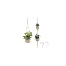 Hanging Planter, 2 Pack Macrame Plant Hangers, Rope Flower Pot Hanger for Indoor and Outdoor Patio Deck Ceiling Plant Holder With 2 Pcs Cup Hooks (A)