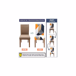 Dining Room Chair Covers Set of 6, Stretch Removable Washable Spandex Dining Chair Slipcovers Protectors, Kitchen Chair Covers for Dining Room Party