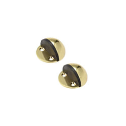 Stainless Steel Floor Door Stopper with Rubber Bumper Adhesive/Screw Mounted Gold Tone 2pcs