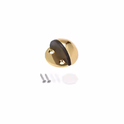 Stainless Steel Floor Door Stopper with Rubber Bumper Adhesive/Screw Mounted Gold Tone 2pcs