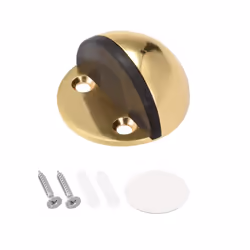 Stainless Steel Floor Door Stopper with Rubber Bumper Adhesive/Screw Mounted Gold Tone
