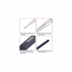 3pcs Detail Paint Brushes 3mm Pointed Tip 178mm Length Nylon Hair Miniature Painting Brush for Watercolor Oil Acrylic Painting(00000#), Black