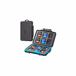 24 Slots SD Card Case Holder for 12 SD TF Card Waterproof Shock Resistant Memory SD Card Carrying Storage Organizer Box with  ...