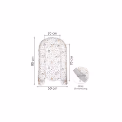 Babynest cocoon newborn 90 x 50 cm - Handmade cuddly baby nest made of cotton Owl And Rabbit On Light Gray