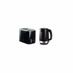 Equip Black 2 Slice Toaster - Defrost And Reheat Settings - 2 Slot - Stainless Steel - 222064 & Equip Black Jug Kettle - 1.7L ...