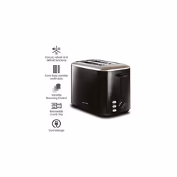 Equip Black 2 Slice Toaster - Defrost And Reheat Settings - 2 Slot - Stainless Steel - 222064 & Equip Black Jug Kettle - 1.7L - Rapid Boil - Limescale