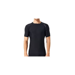 Men's Rash Vest Swim Shirts, Short Sleeve Quick Drying Rash Guard Base Layer Snorkeling Swimming Surfing Rash Tops (Black,L)