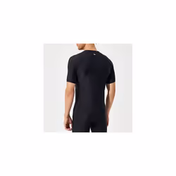 Men's Rash Vest Swim Shirts, Short Sleeve Quick Drying Rash Guard Base Layer Snorkeling Swimming Surfing Rash Tops (Black,L)