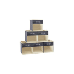 Cube Storage Boxes Set of 6, Fabric Storage Box with a Clear Window and Handles, Foldable Storage Cubes Clothes Organiser for Wardrobe, Closet,
