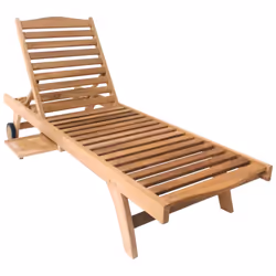 Charles Bentley Solid Wooden Teak Garden Patio Reclining Sun Lounger Sunbed