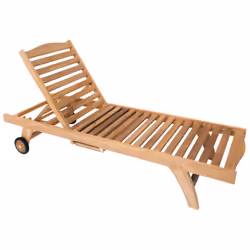 Charles Bentley Solid Wooden Teak Garden Patio Reclining Sun Lounger Sunbed