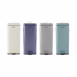 Charles Bentley Powder Coated Steel Square Retro Kitchen Pedal Waste Bin - Fully Assembled in Various Colours - 30L - Light G ...