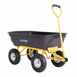 BULLDOZER PRO 200kg Load Capacity Garden Dump Trolley Cart Heavy Duty, Polyethylene Tub, 75 Litre Loading Capacity, Pneumatic ...