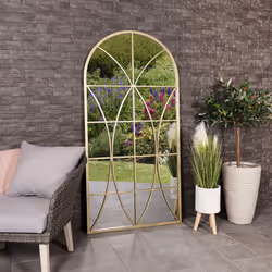 CHARLES BENTLEY Madrid Arch Mirror Durable, Weather Resistant, Shatterproof, Wall Mounted Accent Mirror Décor For Garden, Ir ...