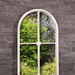 CHARLES BENTLEY San Marino Arch Mirror in White, Durable, Weather Resistant, Shatterproof, Wall Mounted Accent Mirror DÃ©cor For Garden, Inside, Iron,