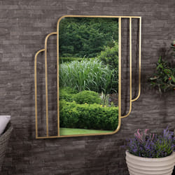 CHARLES BENTLEY Prague Rectangular Mirror in Gold, Weather Resistant, Shatterproof, Wall Mounted Accent Mirror DÃ©cor For Garden, Indoors, Iron,