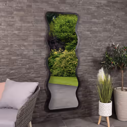 CHARLES BENTLEY Amsterdam Mirror in Black, Weather Resistant, Shatterproof, Wall Mounted Accent Mirror Décor For Garden, Ind ...