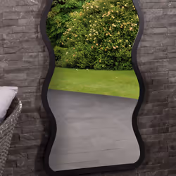 CHARLES BENTLEY Amsterdam Mirror in Black, Weather Resistant, Shatterproof, Wall Mounted Accent Mirror DÃ©cor For Garden, Indoors, Iron, Aluminium