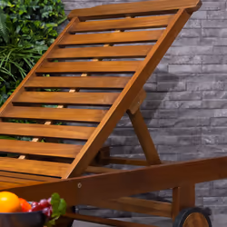 Charles Bentley FSC Acacia Wooden Reclining Sun Lounger With Pull Out Tray
