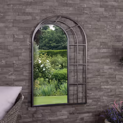 CHARLES BENTLEY Paris Arch Mirror In Black, Weather Resistant, Shatterproof, Wall Mounted Accent Mirror Décor For Garden, In ...
