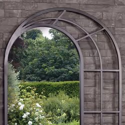 CHARLES BENTLEY Paris Arch Mirror In Black, Weather Resistant, Shatterproof, Wall Mounted Accent Mirror DÃ©cor For Garden, Indoors, Iron, Aluminium