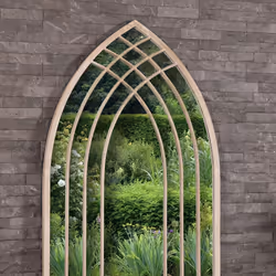 CHARLES BENTLEY Sandy Lisbon Arch Mirror, Weather Resistant, Shatterproof, Wall Mounted Accent Mirror DÃ©cor For Garden, Indoors, Iron, Aluminium