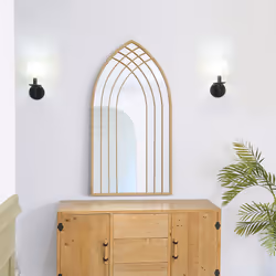 CHARLES BENTLEY Sandy Lisbon Arch Mirror, Weather Resistant, Shatterproof, Wall Mounted Accent Mirror DÃ©cor For Garden, Indoors, Iron, Aluminium