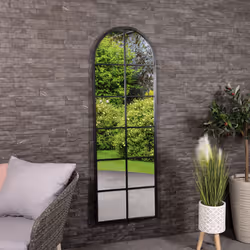 CHARLES BENTLEY Bern Arch Mirror in Black, Weather Resistant, Shatterproof, Wall Mounted Accent Mirror DÃ©cor For Garden, Ind ...