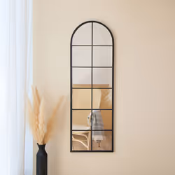 CHARLES BENTLEY Bern Arch Mirror in Black, Weather Resistant, Shatterproof, Wall Mounted Accent Mirror DÃ©cor For Garden, Indoors, Iron Aluminium