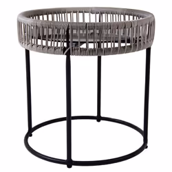 CHARLES BENTLEY Zanzibar Coffee Table, Grey Rattan Side Table, Grey Wicker, Glass Tabletop, Indoor, Outdoor, Garden, Drinks S ...