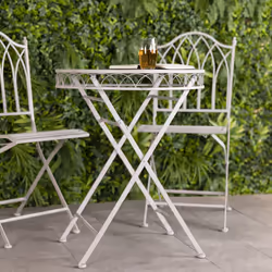 Charles Bentley Wrought Iron Bistro Set Metal Outdoor Garden Patio Set With Rust Proof Finish In Grey