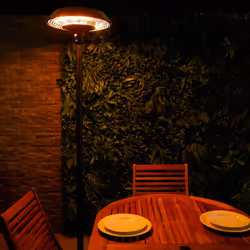 Charles Bentley Electric Floor Standing Outdoor Patio Heater-220-240V 2000W- 3 adjustable heat settings - Remote Controlled - ...