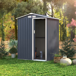 Charles Bentley 4.9ft x 4.3ft Metal Storage Shed Navy Grey Small Apex H186 x W150 x D130 cm Steel Structure Durable