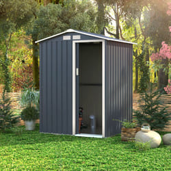 Charles Bentley 4.9ft x 4.3ft Metal Storage Shed Navy Grey Small Apex H186 x W150 x D130 cm Steel Structure Durable
