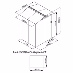 Charles Bentley 4.9ft x 4.3ft Metal Storage Shed Navy Grey Small Apex H186 x W150 x D130 cm Steel Structure Durable