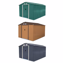 Charles Bentley 8ft x 10ft Metal Garden Storage Outdoor Shed Zinc Frame - Grey