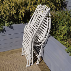 Charles Bentley Rustic Wrought Iron Bistro Set Lightweight Garden Outdoor, Strong & Sturdy in an Antique White