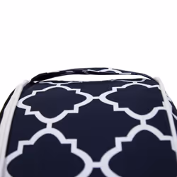 Charles Bentley Indoor/Outdoor Inflatable Garden Foot Stool Pouffe Bean Bag - Navy Blue And White Pattern H23cm Dia 53cm